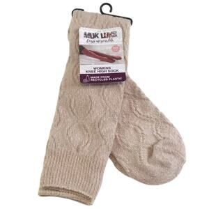 Muk Luks New Knee High Socks Womens 6-11 NWT Beige/Tan
